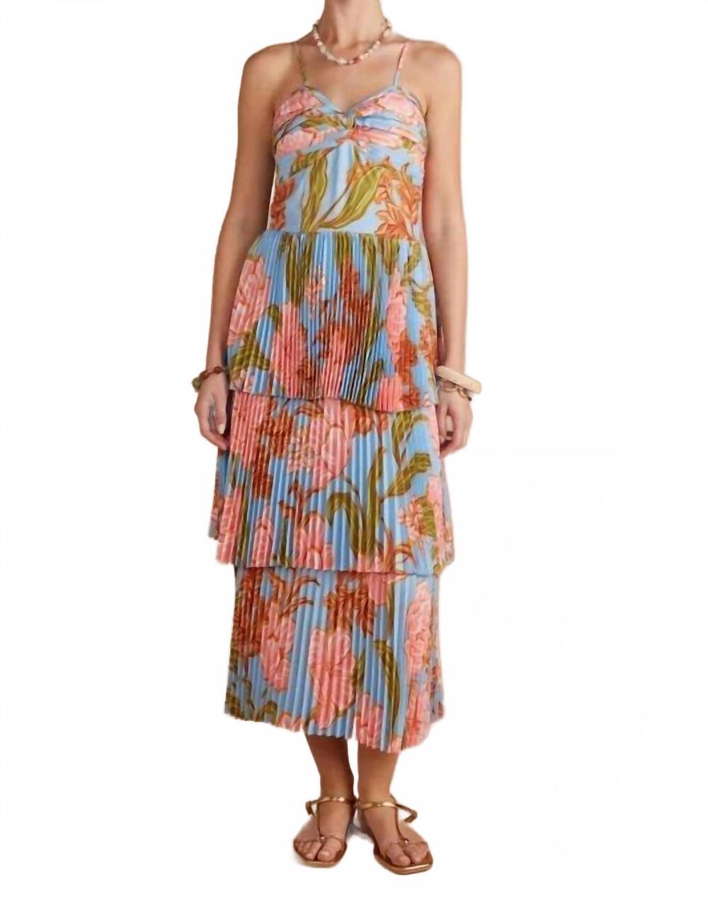 NEW STRUT & BOLT women's lennyn floral pleated maxi dress in multi